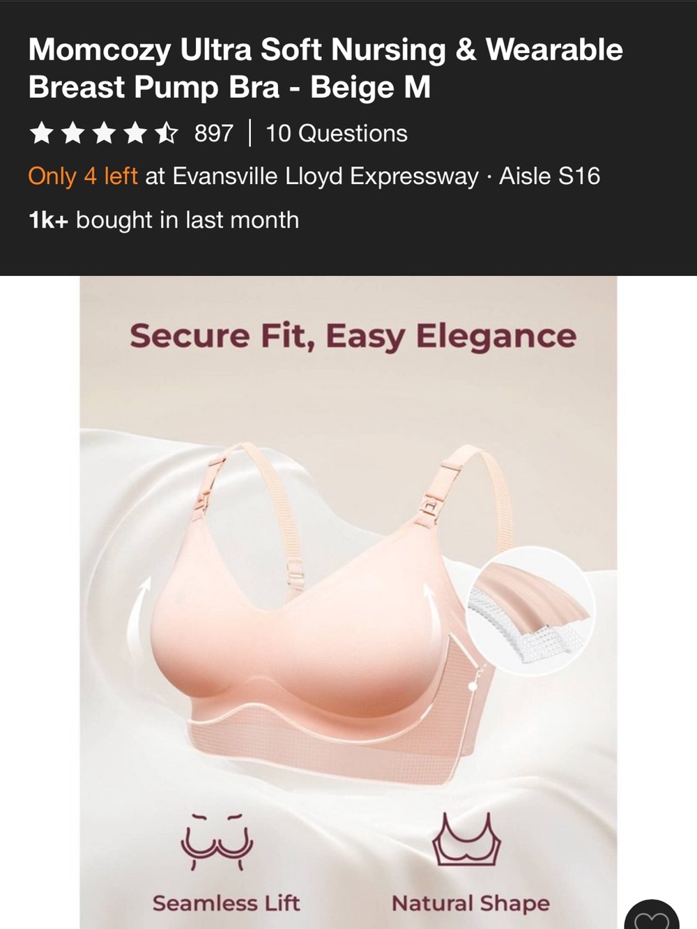 NWT Beige Ultra Soft Nursing & Wearable Breast Pump Bra